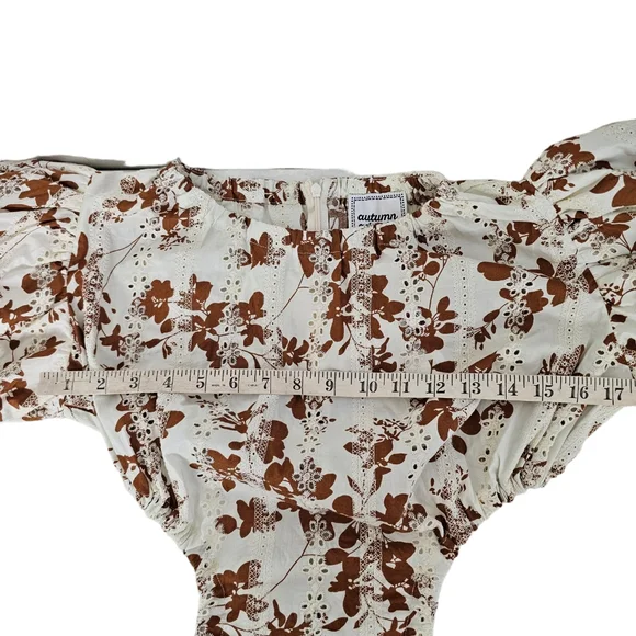 Autum Adiegbo Ilona Dress Brown White Cutout Floral New With Tags Size 2 - Picture 7 of 10